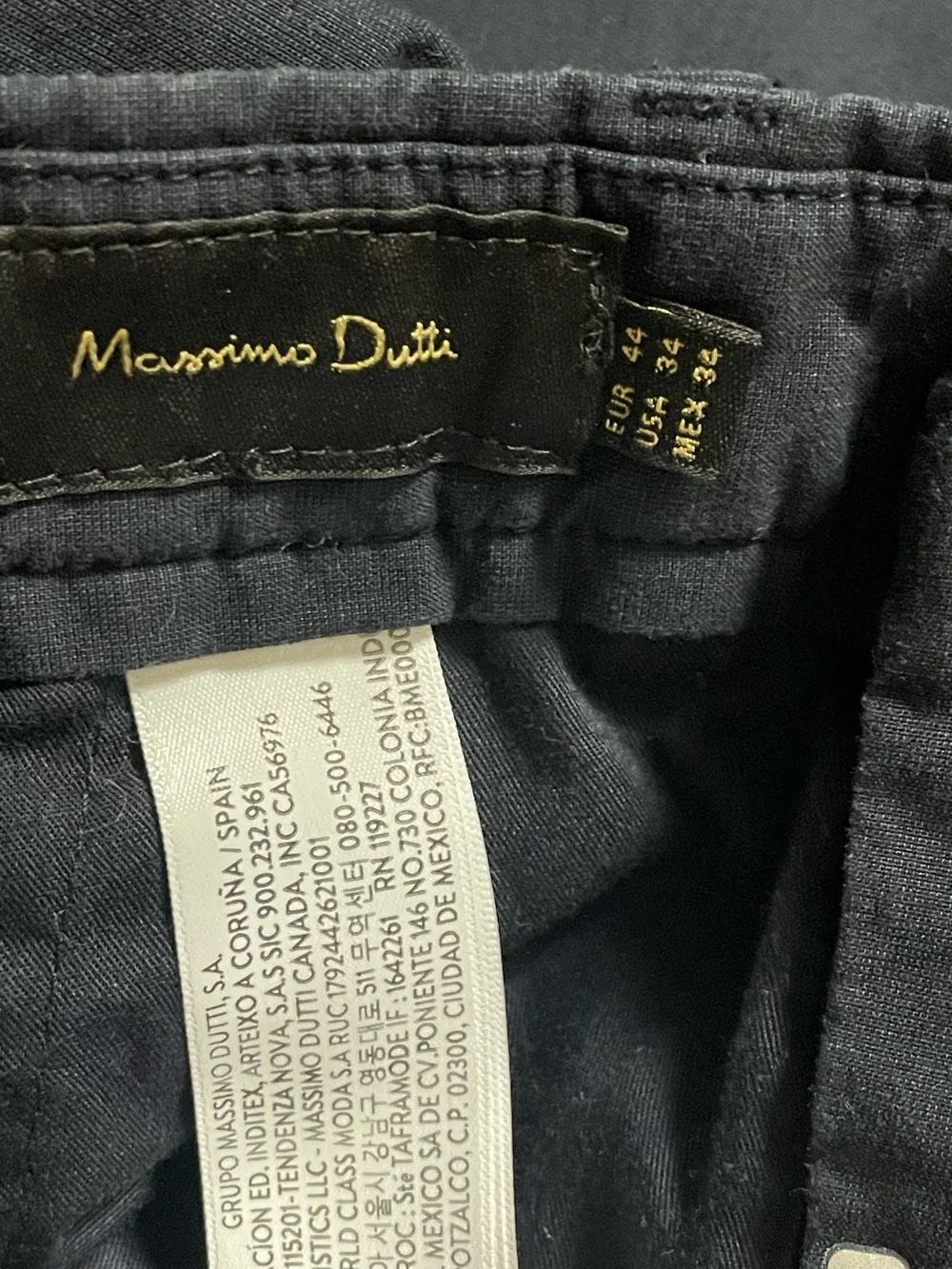 Massimo Dutti Slim Fit Cropped Cuffed Chino Pants Navy Blue Men’s 34 -Preppy